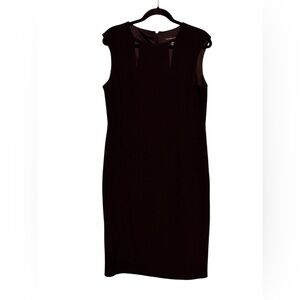Studio Black Sleeveless Sheath Dress with Cutout Neckline